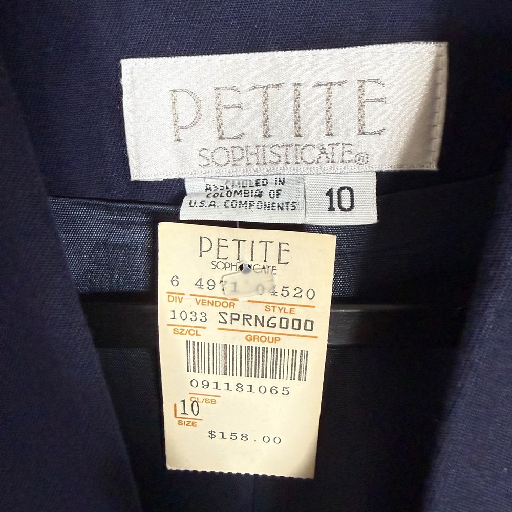 Petite Sophisticate Blue Gold Blazer Jacket Vintage 90s NWT Modern Size 6/8 - Picture 5 of 12